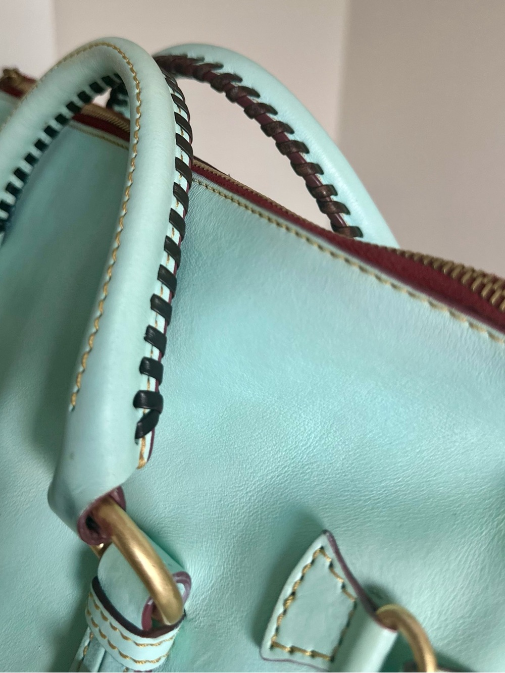 Dooney & Bourke Leather Florentine Satchel in Pale Blue - Picture 4 of 15